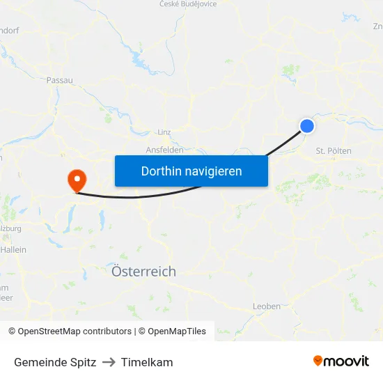 Gemeinde Spitz to Timelkam map