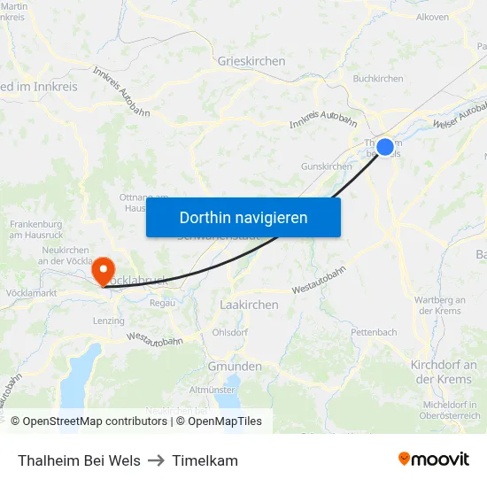 Thalheim Bei Wels to Timelkam map