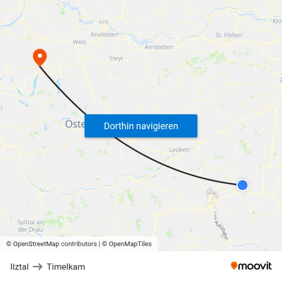 Ilztal to Timelkam map