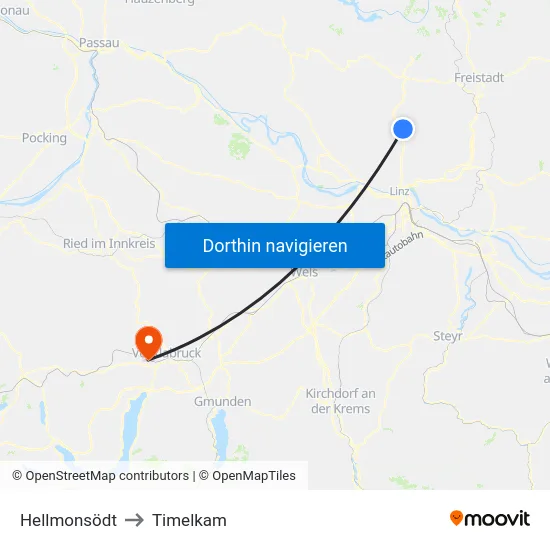 Hellmonsödt to Timelkam map