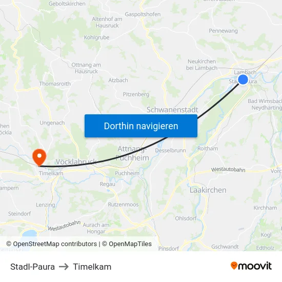Stadl-Paura to Timelkam map