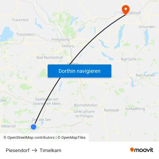 Piesendorf to Timelkam map