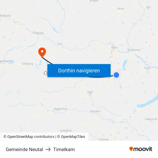 Gemeinde Neutal to Timelkam map
