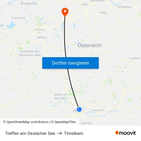 Treffen am Ossiacher See to Timelkam map