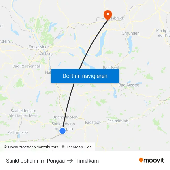 Sankt Johann Im Pongau to Timelkam map