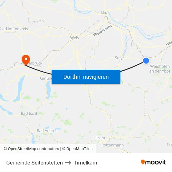 Gemeinde Seitenstetten to Timelkam map