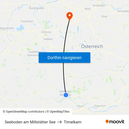 Seeboden am Millstätter See to Timelkam map