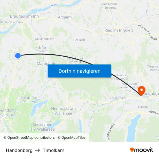 Handenberg to Timelkam map