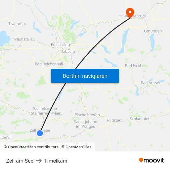 Zell am See to Timelkam map