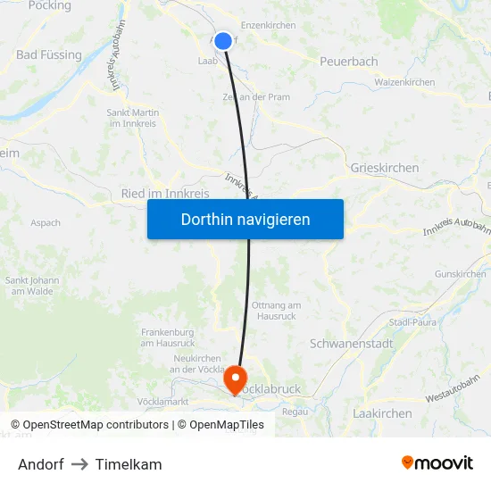 Andorf to Timelkam map