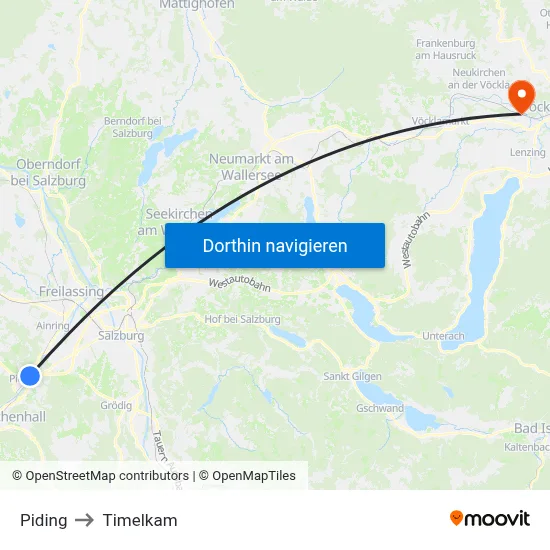 Piding to Timelkam map