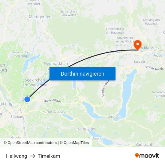 Hallwang to Timelkam map