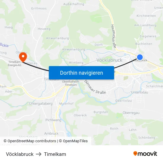 Vöcklabruck to Timelkam map