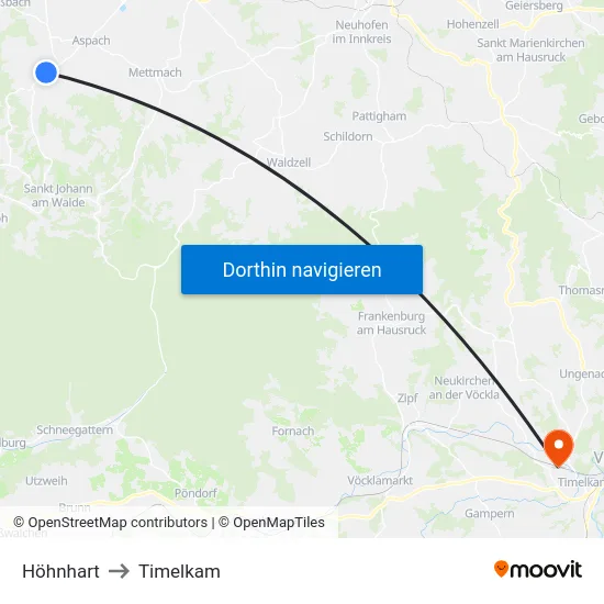 Höhnhart to Timelkam map