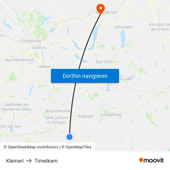 Kleinarl to Timelkam map