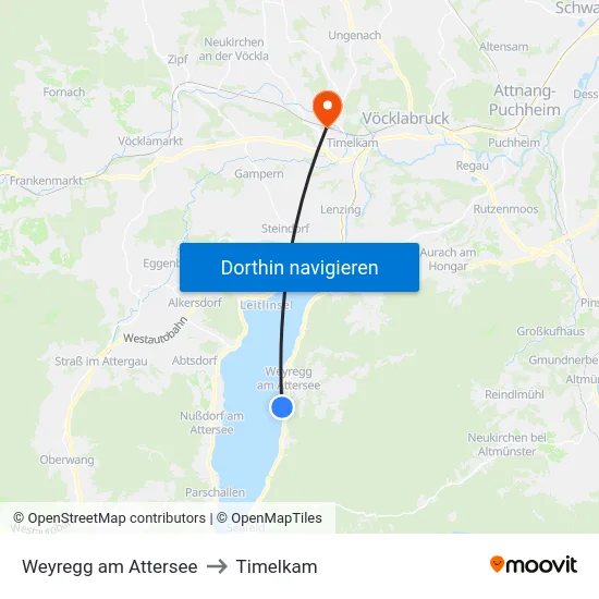 Weyregg am Attersee to Timelkam map