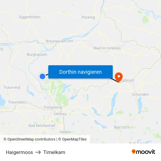 Haigermoos to Timelkam map