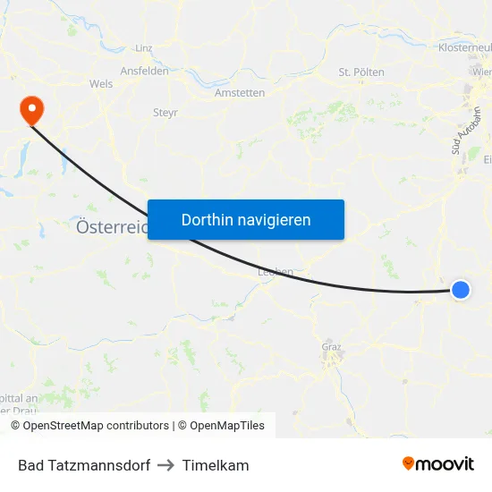 Bad Tatzmannsdorf to Timelkam map
