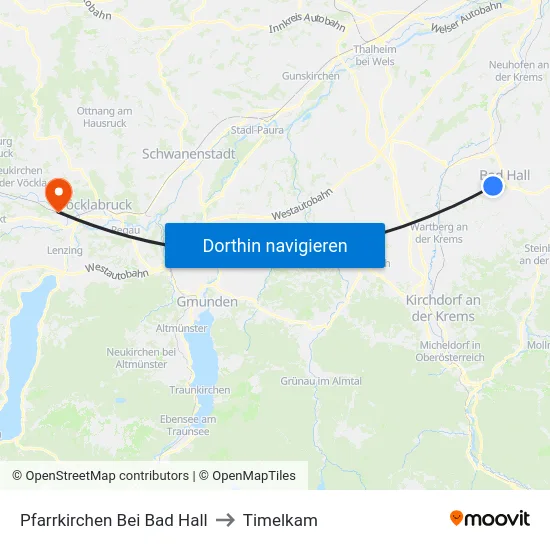 Pfarrkirchen Bei Bad Hall to Timelkam map
