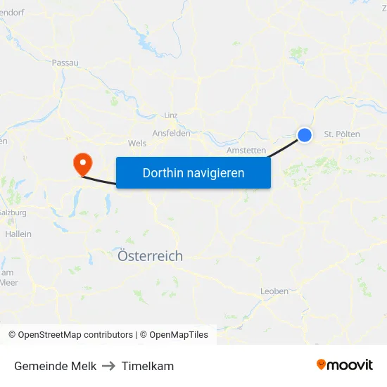 Gemeinde Melk to Timelkam map