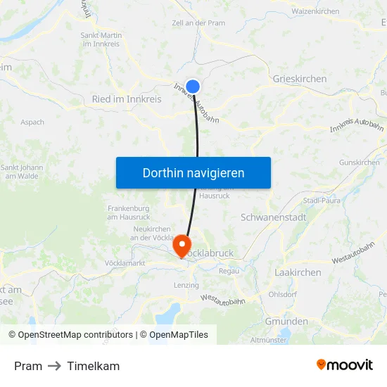 Pram to Timelkam map