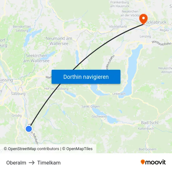 Oberalm to Timelkam map