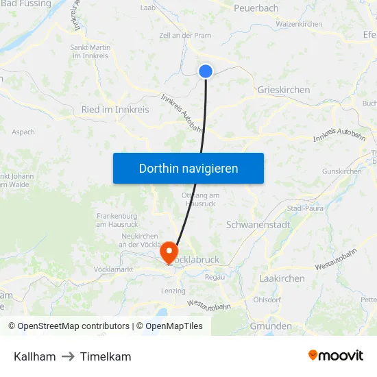 Kallham to Timelkam map