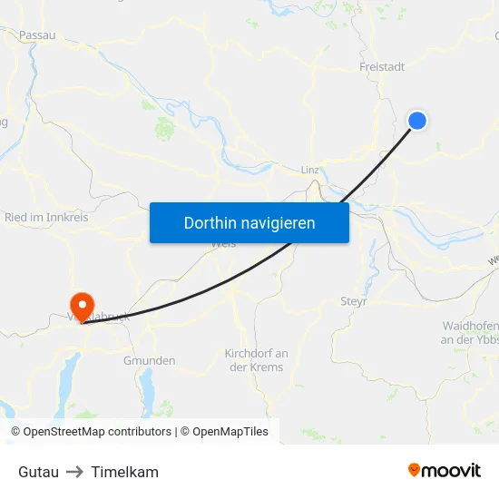 Gutau to Timelkam map