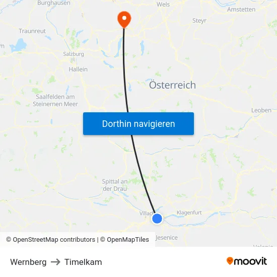 Wernberg to Timelkam map
