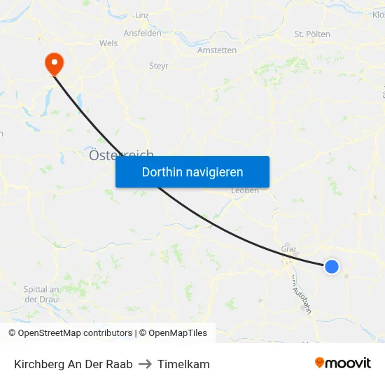 Kirchberg An Der Raab to Timelkam map