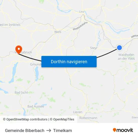 Gemeinde Biberbach to Timelkam map