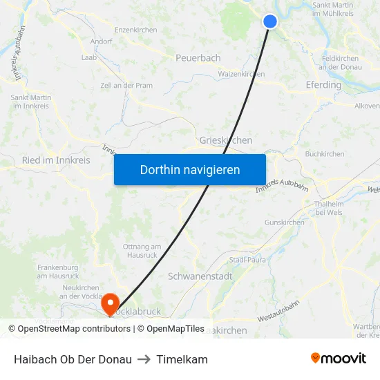 Haibach Ob Der Donau to Timelkam map