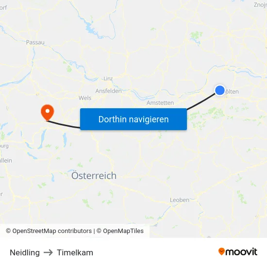 Neidling to Timelkam map