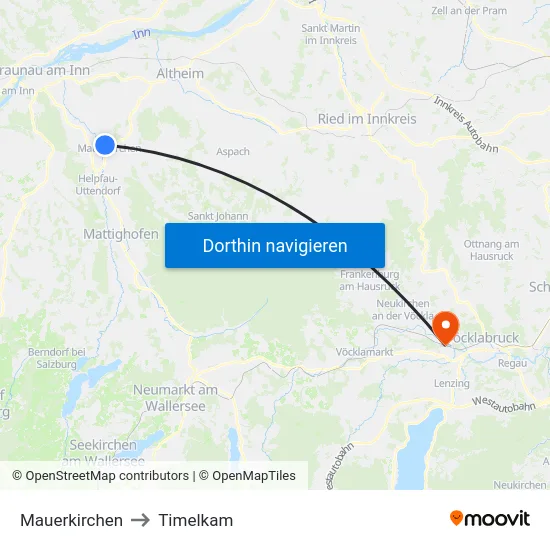 Mauerkirchen to Timelkam map