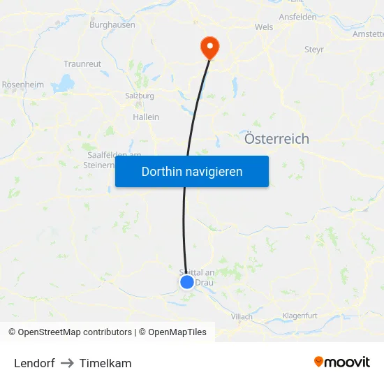 Lendorf to Timelkam map