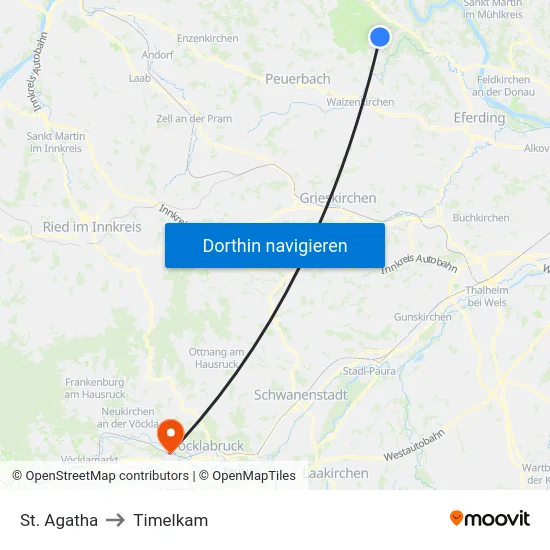St. Agatha to Timelkam map