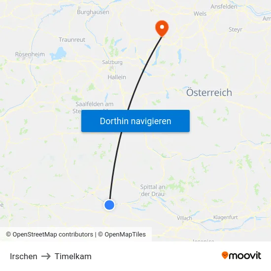Irschen to Timelkam map