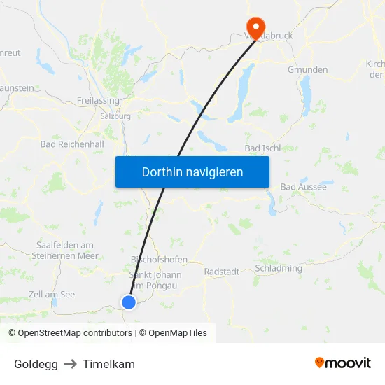 Goldegg to Timelkam map