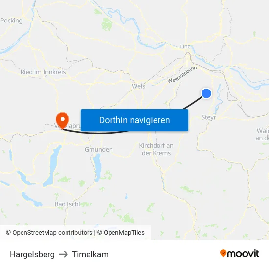 Hargelsberg to Timelkam map
