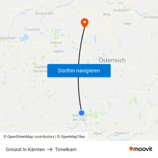Gmünd In Kärnten to Timelkam map