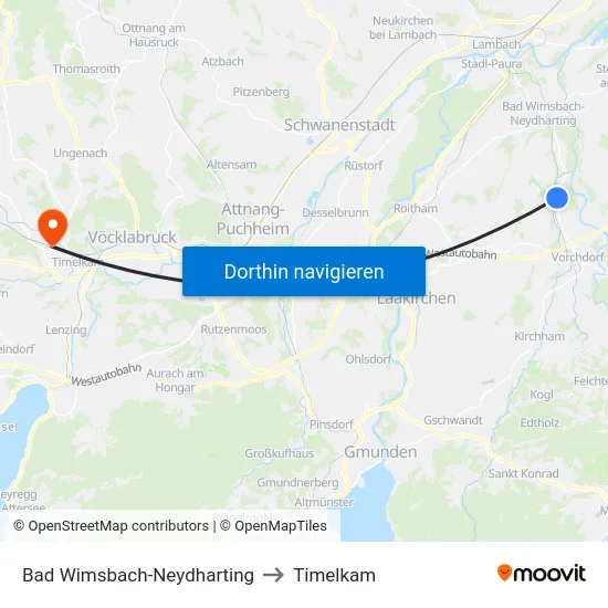 Bad Wimsbach-Neydharting to Timelkam map