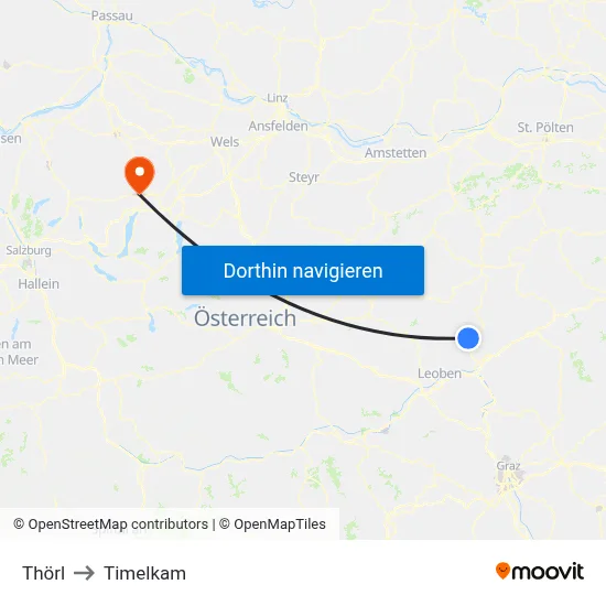 Thörl to Timelkam map