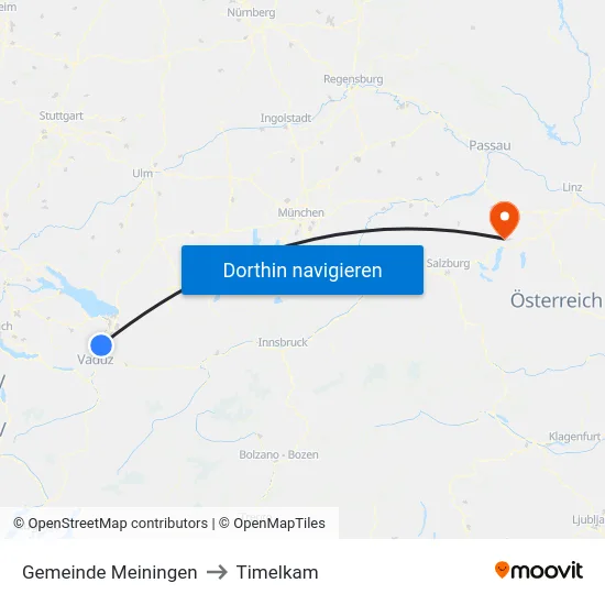 Gemeinde Meiningen to Timelkam map