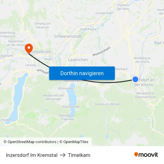 Inzersdorf Im Kremstal to Timelkam map