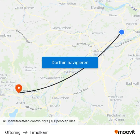 Oftering to Timelkam map