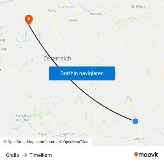 Gralla to Timelkam map