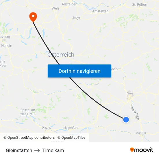 Gleinstätten to Timelkam map