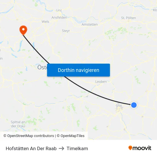 Hofstätten An Der Raab to Timelkam map