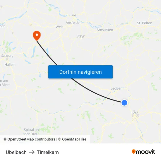 Übelbach to Timelkam map