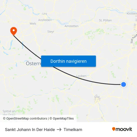Sankt Johann In Der Haide to Timelkam map
